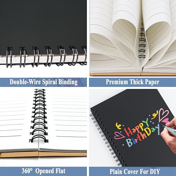 GINMLYDA Small Spiral Notebook A5, 10Pack 120 Lined Pages 8.25x5.5 Inches Spiral Journal Kraft Cover Notebooks & Writing Pads for School Home Office Aesthetic Sketch Drawing Note