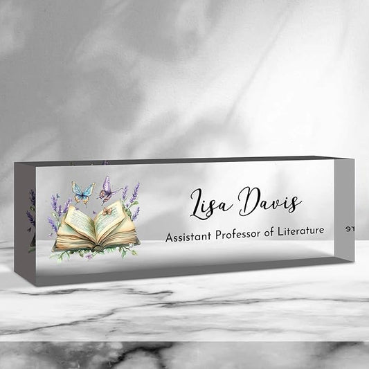 Teacher Desk Name Plate Personalized, Custom Name Plate for Desk, Acrylic Desktop Accessories, Office Gift & Decor for Women Men, Teacher Nurse Boss Employee Appreciation Gifts