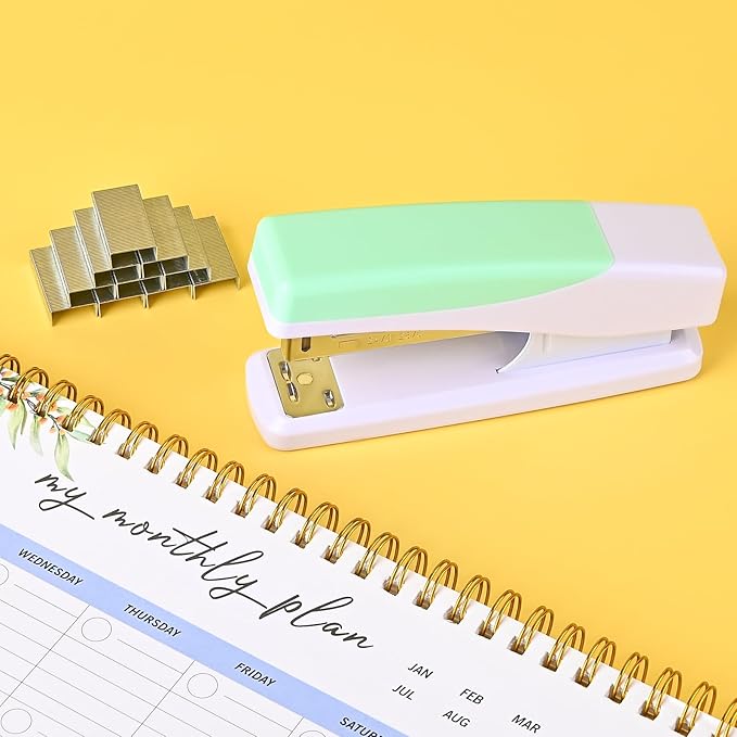 Temiary Morandi Desktop Stapler with 400 Standard Staples, 25 Sheet Capacity, Jam Free, No Effort Staplers for Classroom Office (Green)
