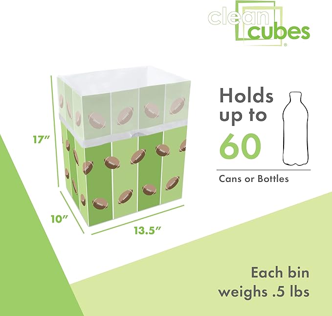 | 13 Gallon Disposable Trash Cans (3-Pack) with Fitted Trash Bags - Reusable Garbage and Recycling Bins for Parties, Events, and More (Tailgating - 17" Height x 13.5" Width x 10" Depth)