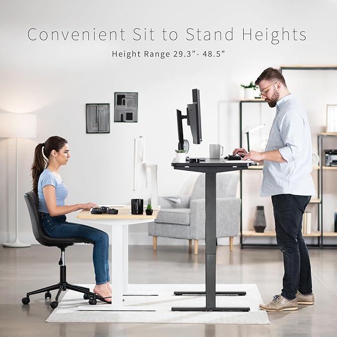 VIVO Electric 43 x 24 in Standing Desk, Memory Height Adjustment, 1B Series, One-Piece Light Wood Top, Gray Frame, DESK-KIT-1G4C
