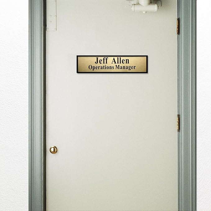 Personalized Name Plate for Door or Wall, 2 x 8 inch Custom Office Aluminum Door Name Plates with Two Lines Custom Text, Office Gifts for Coworkers Boss Teacher, Employee Appreciation Gifts