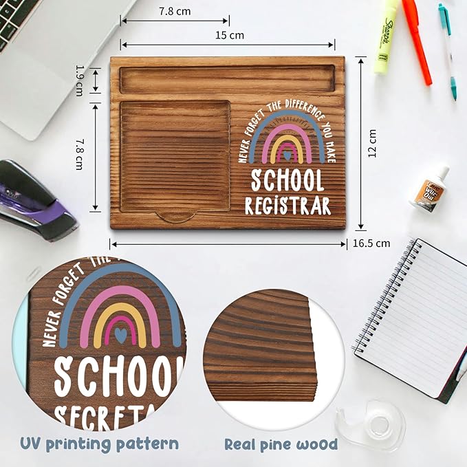 School Registrar Gifts Sticky Note Holder, Thank You Gift for Registrar, School Admin, Enrollment Office Staff, Education Appreciation Week, Graduation Holiday Recognition Office Desk Decor PB024