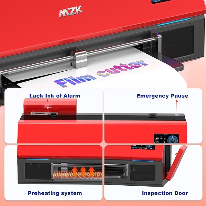 MZK A3 Plus DTF Printer XP600 Doubled-Speed,13+" DTF Film,Built-in Holiday Automatic Timed Cleaning Printhead,LED Multi-Function Fouch Screen,Film Cutter,White Ink Circulation,Gift Ink 2 Year