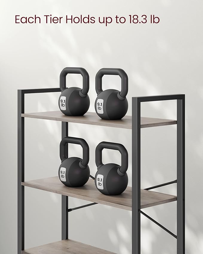 VASAGLE 6-Tier Bookshelf, Bookcase with Steel Frame, Book Shelf for Living Room, Home Office, Study, 11.8 x 31.5 x 73.2 Inches, Industrial Style, Heather Greige and Ink Black ULLS082B02