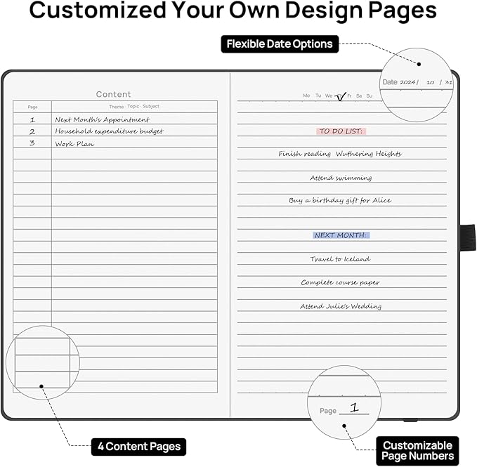 8 Pack Black Lined Journal Notebooks for Work, Travel, College, (A5 Size 100 GSM Thick Paper) - Classic Ruled, Hardcover Notepad for Writing 160 Pages, 5.5 x 8.3 inch, Multipack Journals