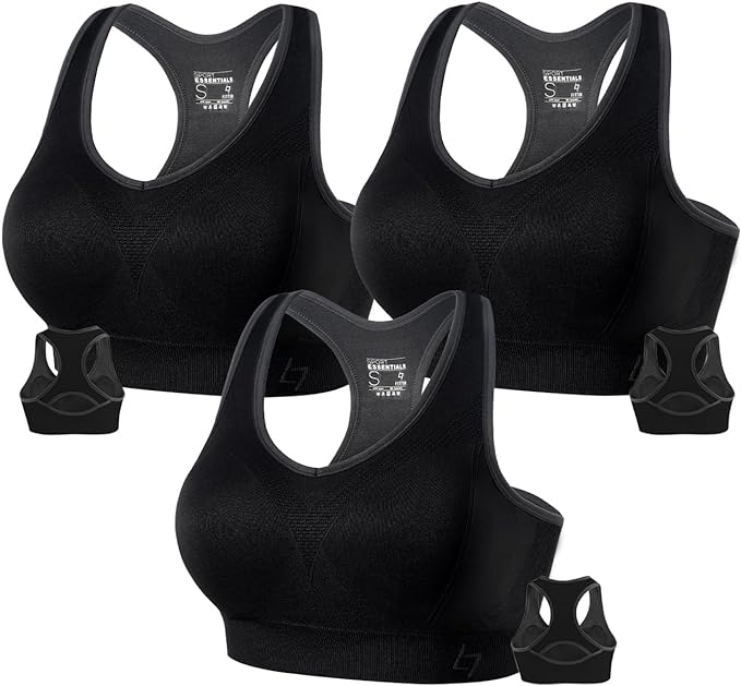 FITTIN Racerback Sports Bras for Women - Padded Seamless Support Bra for Yoga Gym Workout Fitness