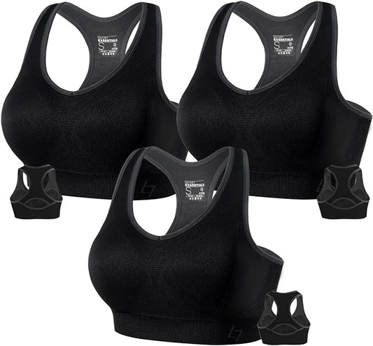 FITTIN Racerback Sports Bras for Women - Padded Seamless Support Bra for Yoga Gym Workout Fitness