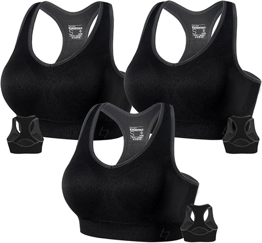 FITTIN Racerback Sports Bras for Women - Padded Seamless Support Bra for Yoga Gym Workout Fitness
