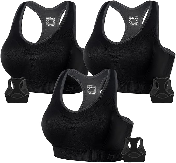 FITTIN Racerback Sports Bras for Women - Padded Seamless Support Bra for Yoga Gym Workout Fitness