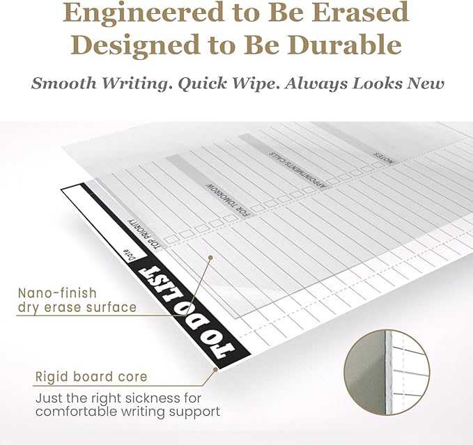 Dry Erase Desk Planning Board - Reusable Desktop Daily Planning Board, Work to-do List - 11"x8.5" Tabletop Dry Erase Board with Stand - Marker Included
