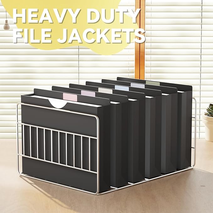 Plastic 2 Inch File Jackets Letter Size,12 Pack Reinforced Manilla Pocket Folders,Upgrade Material,Poly Expandable File Jacket,Heavy Duty Expansion Pocket Files with Straight Cut Tabs,Black