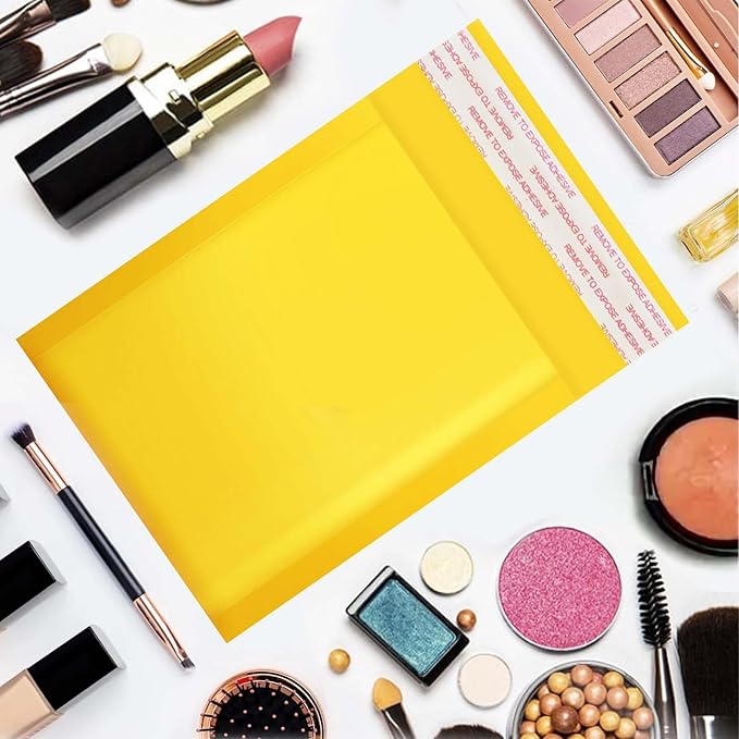 packbabol Kraft bubble mailers 3.5x5 Inch 50 Pack,Self-Sealing Paper Envelopes for Packaging,Strong Adhesion Envelope Mailers, Small Waterproof Cushioned Padded Shipping Bags Yellow #0000