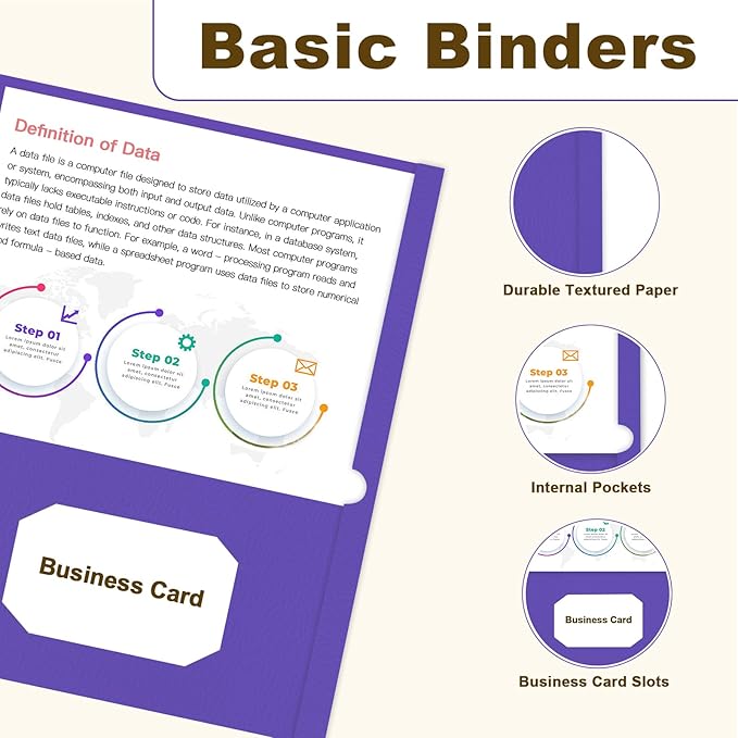 Folders with Pockets, LAYZZ 60 Pack Paper Pocket Folders, 2 Pocket Folders Fits Letter Size Paper, for School Office and Home (Purple)