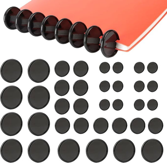 36Pcs (2",1-3/8",1") Discbound Notebook Discs, Black Expansion Discs Plastic Book Discbound Binding Discs for DIY Notebooks and Planner Scrapbooking Supplies(Black)