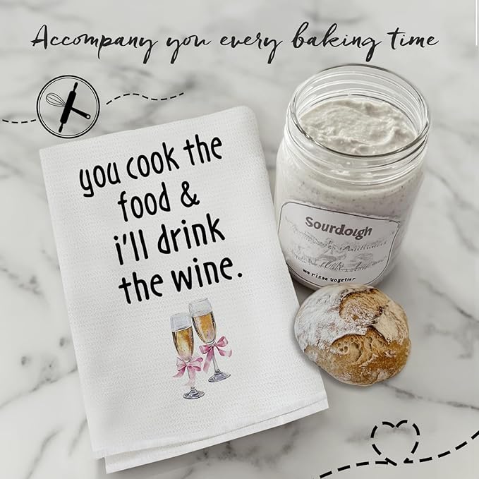 Funny Champagne Gifts Kitchen Towels, Gifts for Champagne Lovers Hand Towels for Kitchen Decor, Coquette Pink Bow Champagnes Glasses Decorative Dish Tea Towels for Home Bar, 16x24 Inch