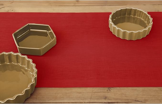 Solino Home Linen Red Table Runner 72 Inches Long - 100% Pure Linen 14 x 72 Inch Table Runner for Christmas, Holiday, Winter - Fete