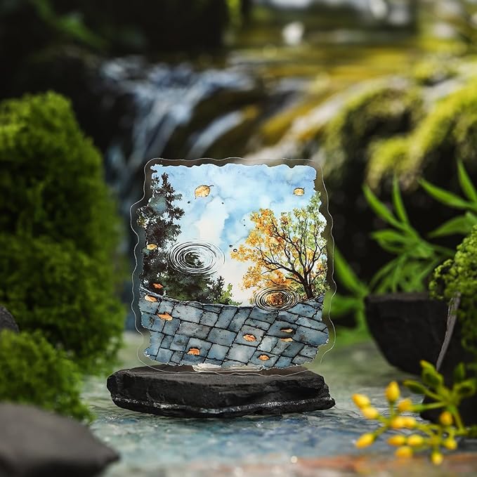 60 Pieces Aesthetic Landscape Creation PET Sticker Set, 6 Pack Vintage Puddles Scenery PET Stickers for Scrapbooking, Journaling, Waterproof DIY Crafts, and Junk Journal