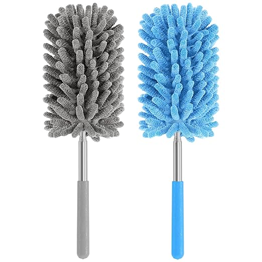 Mini Duster for Cleaning, 360° Bendable Hand Dusters with Extension Pole, Washable Small Duster for Car Interior, Office, Furniture