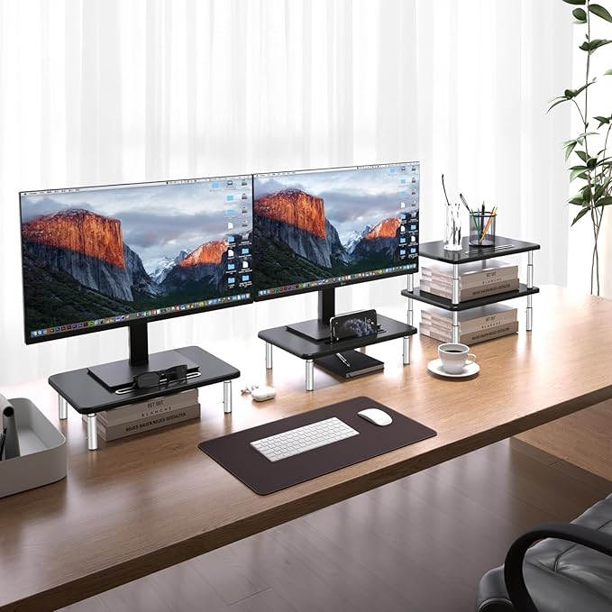 suptek Monitor Laptop Stand,Monitor Laptop Stand Riser for Desk,3 Height Adjustable,Laptop Computer Stand With Metal Vented Platform for Laptop, PC, Printer(MST003M)