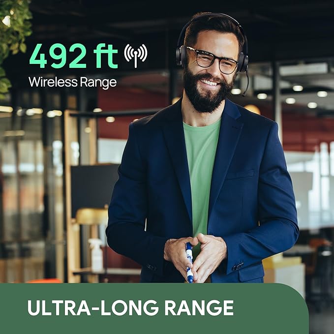 Yealink WH64 Hybrid DECT& Bluetooth Wireless Headset, 492ft Range Mono UC Zoom Headphones with DECT Dongle, 3X Mic, 26H Talk Time, Office Work Portable Single On Ear Headsets for PC,Cellphone,Laptop