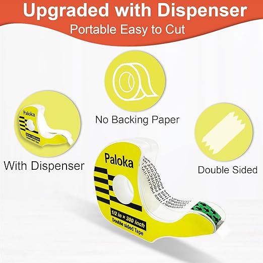 PALOKA Variety Pack Gift Wrapping Tape, 12 Rolls with Dispensers, Includes Invisible Tape, Double-Sided Tape, Clear Tape for Wrapping Paper, Back to School, Home, Office, Christmas, Holiday