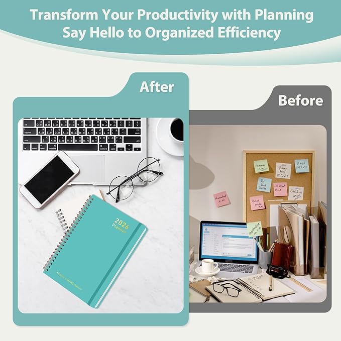 2026 Planner, Weekly and Monthly Calendar Academic Planner, Jan 2026 - Dec 2026, Planning Agenda Book for Desk Accessories and School Supplies - Letter Size (8.5'' x 11'')