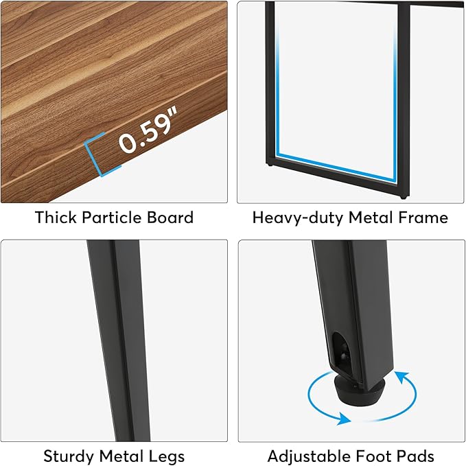 Tribesigns 8FT Conference Table, 94.48L x 47.24W x 29.52H Inches Boat Shaped Meeting Table with Rectangle Grommet, Modern Seminar Boardroom Table for Office Conference Room (8ft, Walnut & Black)