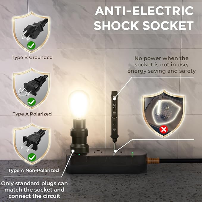 Power Strip Weatherproof, Transparent Surge Protector with 3 Wide Outlets, 1625W/13A,5FT Flat Plug Multi-Plug Outdoor Extension Cord for Indoor Outdoor, UL FCC Listed