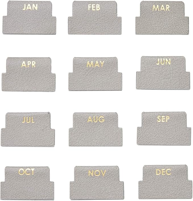 Vegan Leather Gold Foil Mini 12 Month Adhesive Tabs for Folders, Pages. Organize Your Files, Books and Agenda's with These Sticky January Through December File Tabs - Erin Condren