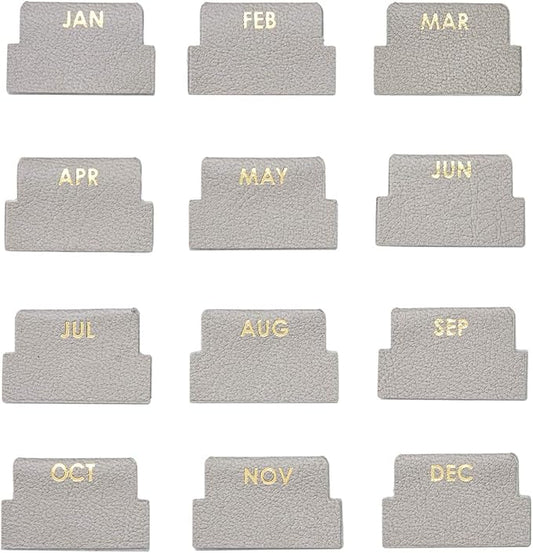 Vegan Leather Gold Foil Mini 12 Month Adhesive Tabs for Folders, Pages. Organize Your Files, Books and Agenda's with These Sticky January Through December File Tabs - Erin Condren