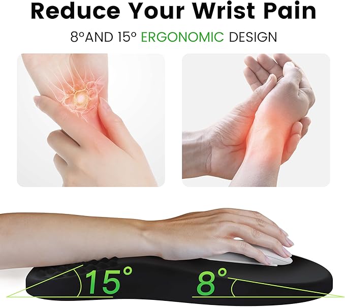 MEKASS Ergonomic Mouse Pad with Wrist Rest, Memory Foam Mousepad for Carpal Tunnel Pain Relief, Desk Computer Wrist Support Mouse Pad with Non-Slip PU Base for Office Home (Blue Gold Vein Marble)