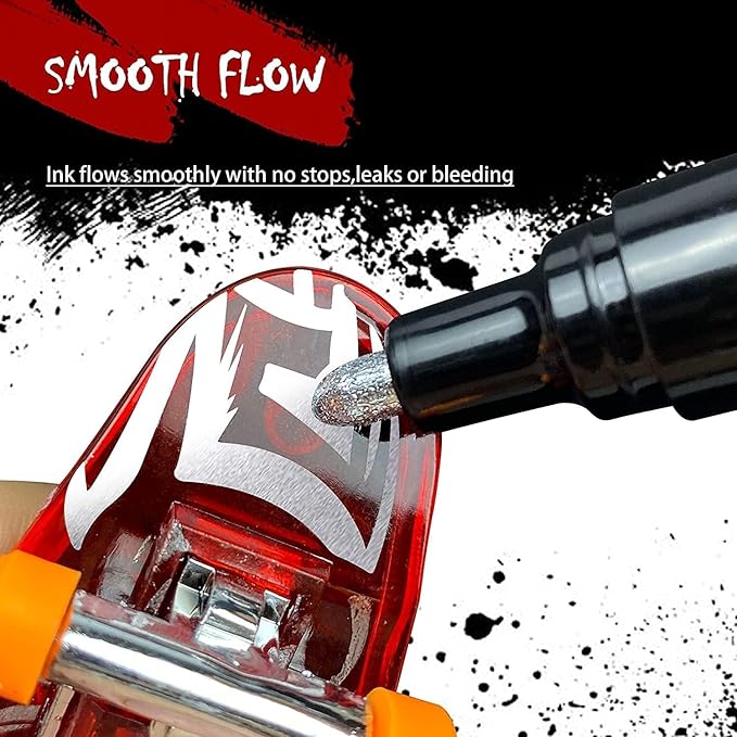 3Pcs Silver Liquid Mirror Chrome Markers, Permanent Reflective Metallic Chrome Paint Pen, High Gloss Car DIY Model Painting, Touch Up Repair Kit for Plastic Metal Glass Resins