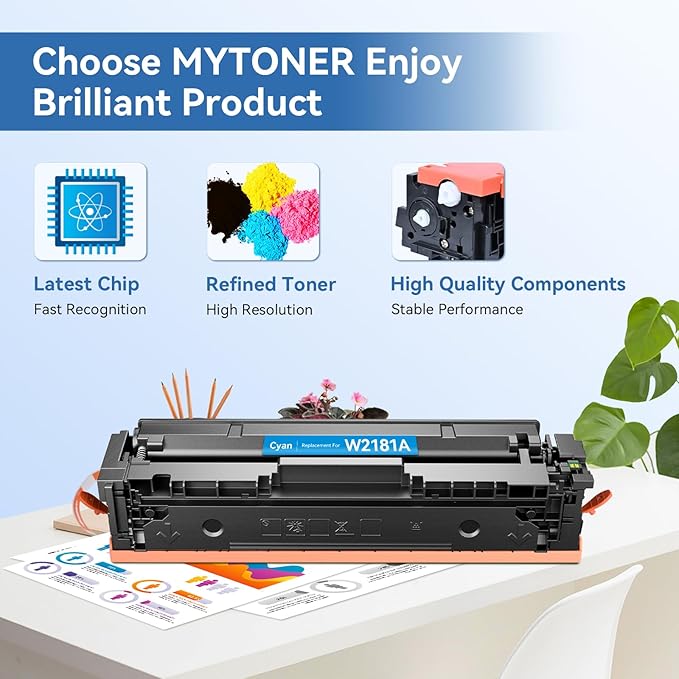 MYTONER 218A Toner Cartridges 4 Pack 3301fdw (with Chip) Replacement for HP 218A W2180A 218X W2180X for Color Laserjet MFP 3301fdw 3301cdw Pro 3201dw 3301sdw Printer Ink Black Cyan Magenta Yellow