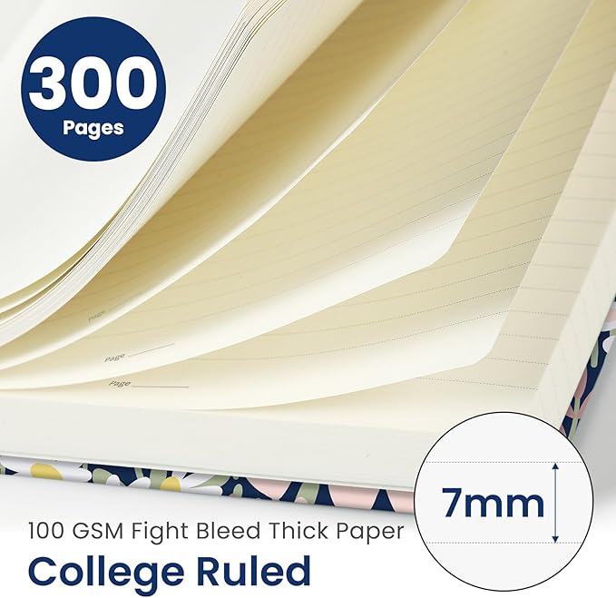 Taja Lined Spiral Notebook Journal for Work, 300 Pages Thick B5 (7.1"x10") College Ruled Journal for Women & Writing, Hardcover Notebook for Note Taking, Perfect for Office Home School, Spring Meadow