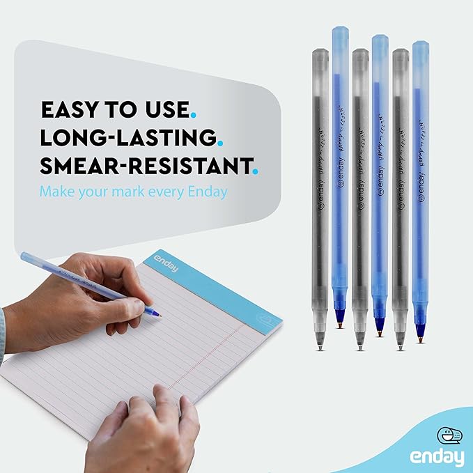 Enday Ballpoint Pens Bulk Blue and Black Pens (400 Pack) 200 Black & 200 Blue - Medium Point (1.0mm) Flexible Round Barrel For Writing Comfort, Pens Bulk for School, Home and Office.