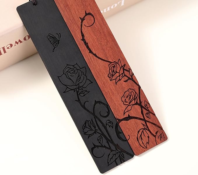 Cute Bookmarks for Women, Pretty Flower Bookmarks Rose Wooden Book Markers for Women, Bookish Gifts (Rose)