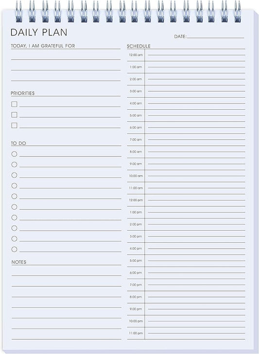 24 Hour Daily Planner - To Do List for Work & Personal Life, Productivity Everyday Planner, Daily Schedule, 6.5 x 9.8