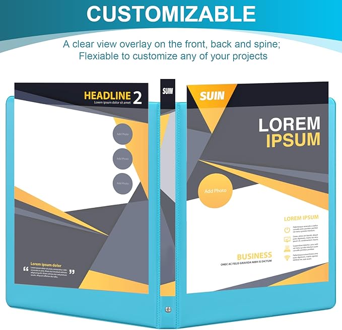 0.5-inch 3-Ring Binder with 2 Interior Pockets, 0.5'' Basic Binders Holds US Letter Size 8.5'' x 11''for Office/Home/Back to School, 6 Pack (Assorted 6 Colors)