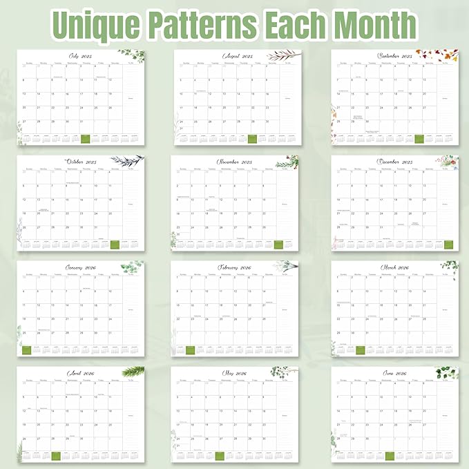 Gannyfer Large Desk Calendar 2025-2026 with Desktop Mat, 22" x 17" Desktop Pad Calendar, 18 Month Table Calendar from July 2025 to Dec 2026, Office Supplies Perfect for Home and Office (Green)