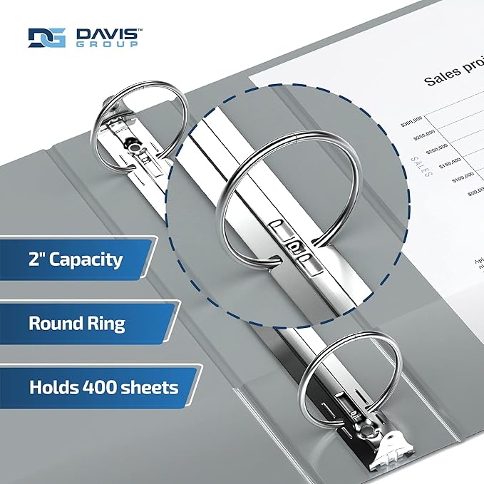Premium Economy 6-Pack 3-Ring Binders for School or Office, Round-Ring Binders, 2 Inch, Gray