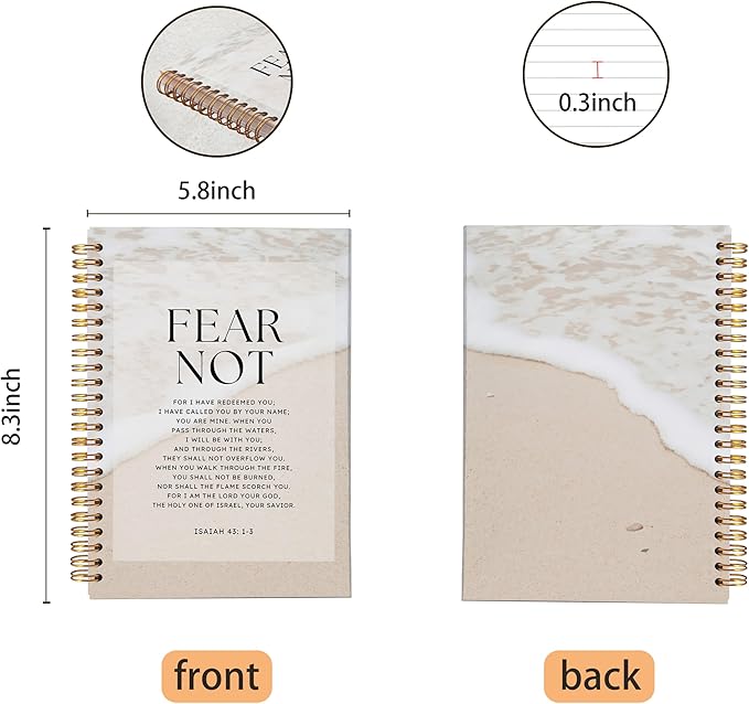 VNWEK Bible Christian Notebook Journal - Bible Journaling Notebook, Christian Gifts for Women Men Faith, Notebook Spiral Bound with, Isaiah 43 1-3 Writing Pads