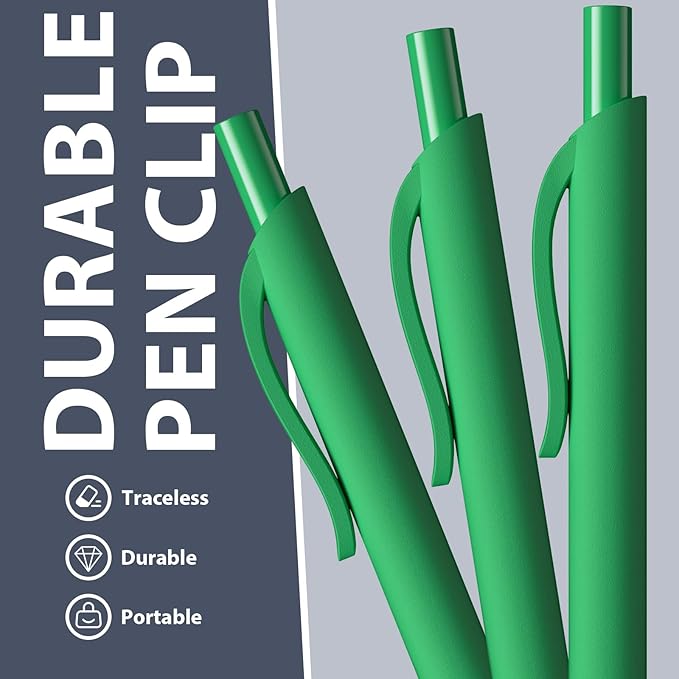 52 Pcs Pens Bulk - 1.0MM Ballpoint Pens Green Ink | Medium Point Smooth Writing, No Bleed Retractable Ball Point Pen for Office School (Dark Green - 52Pcs)