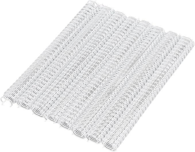 100 Pack Double Loop Wire Binding Spines, YolieraArt 1/4 Inch Spiral Binding Coils for Letter Size,Metal Bindings for Notebook Binder Machine (20 Sheet Capacity, 100P, 3:1 Pitch Twin Combs, White)