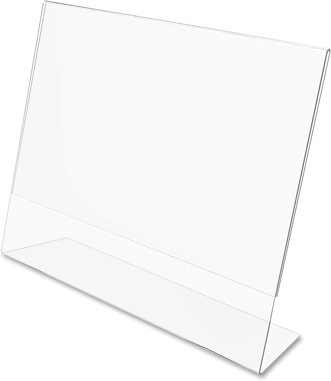 Dazzling Displays Clear Acrylic Sign Holder 6 x 4 - Clear Slanted Sign Holder - Premium Acrylic Sign Holder for Office, Retail, Tradeshow and Home Use (10 Pack)