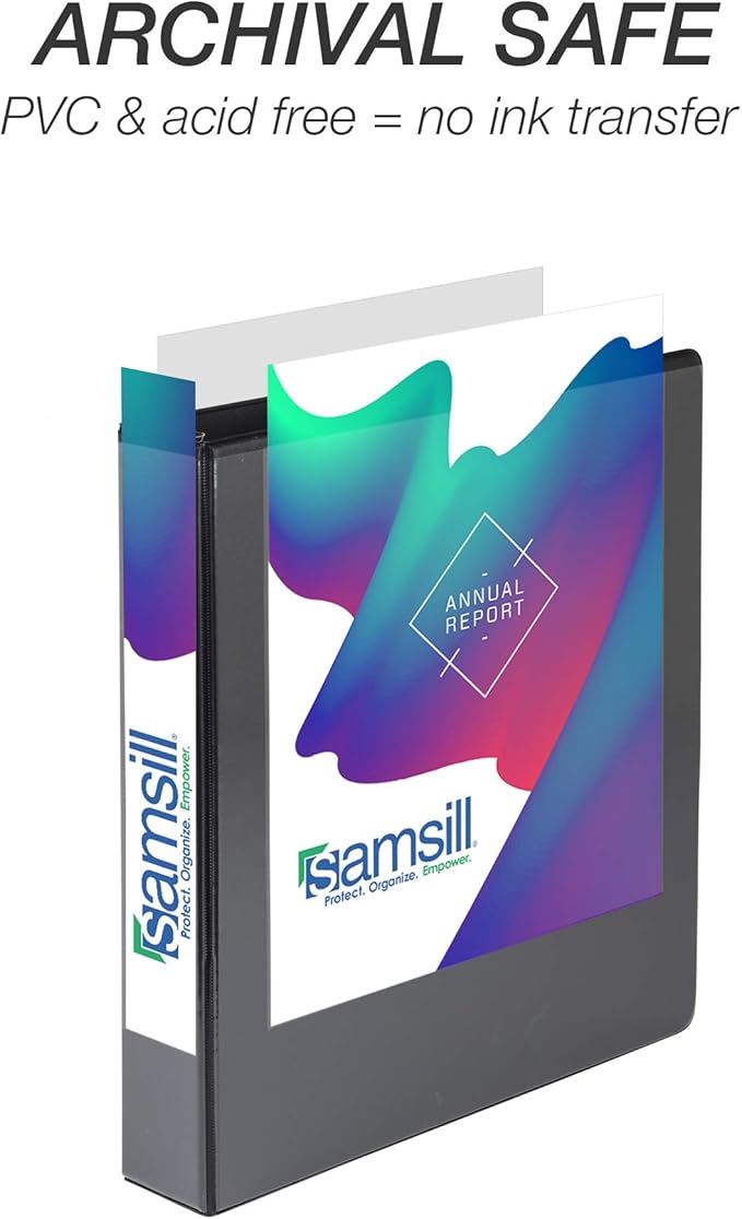 Samsill Durable 1.5 inch 3 Ring Binder, Made in USA, D Ring Binder, FSC 100% Recycled Chipboard, Black, 4 Pack