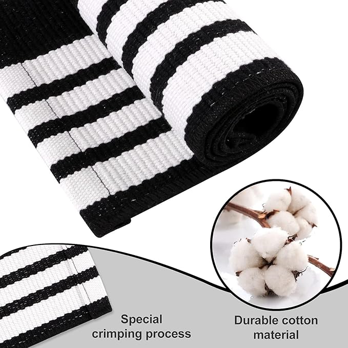 OJIA Black & White Outdoor Rug 3x5 Cotton Hand-Woven Christmas Striped Porch Rugs Machine Washable Entry Rug Indoor Outdoor Area Rug Front Door Rug Floor Mat for Farmhouse/Living Room/Home Entrance