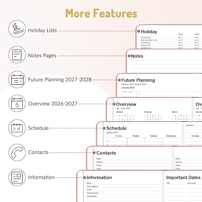 Forvencer Pocket Planner 2026, Weekly Monthly Planners with Month Tabs for Purse, 3.5" x 6", Jan 2026-Dec 2026, Cute Small Daily Academic Calendar, Elastic Band, Hardcover Agenda for Women, Teacher