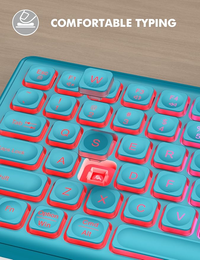 Wireless Keyboard and Mouse Combo - RGB Backlit, Rechargeable & Light Up Letters, Full-Size, Ergonomic Tilt Angle, Sleep Mode, 2.4GHz Quiet Keyboard Mouse for Mac, Windows, Laptop, PC