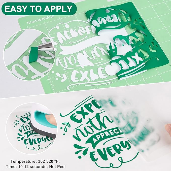 VINYL FROG Heat Transfer Vinyl Roll HTV Vinyl - 12" x12ft Green Iron on Vinyl for T-Shirts, Heat Press Vinyl for DIY Craft Designs (Green)